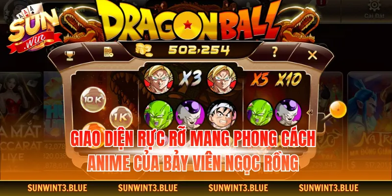 Giao diện rực rỡ mang phong cách anime của bảy viên ngọc rồng