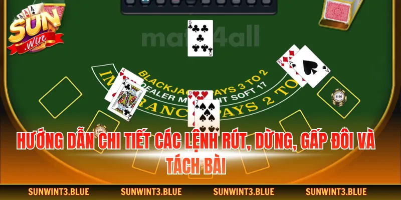 Hướng dẫn chi tiết các lệnh Rút, Dừng, Gấp đôi và Tách bài